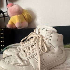 Celine Cream High-Top Sneakers